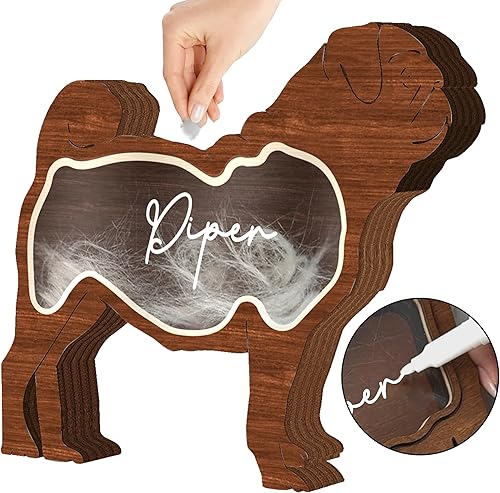 Miniatura 19 de Caja de sombra de regalo conmemorativo para mascotas de 8.6 pulgadas, soporte para collar negro, marco de fotos, kit de tinta de pata de mascota,