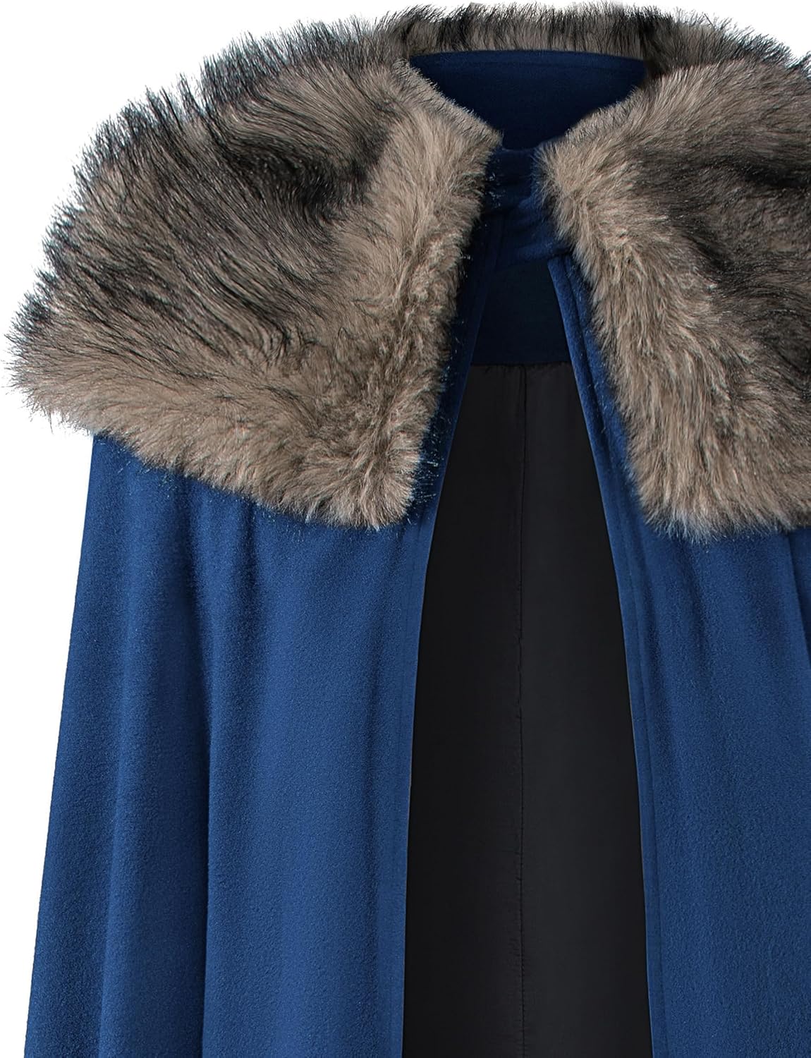 Mens Viking Robe Costume Fur Cloak Shoulder Lengthened Cape Medieval King Lord Cape LARP Cosplay