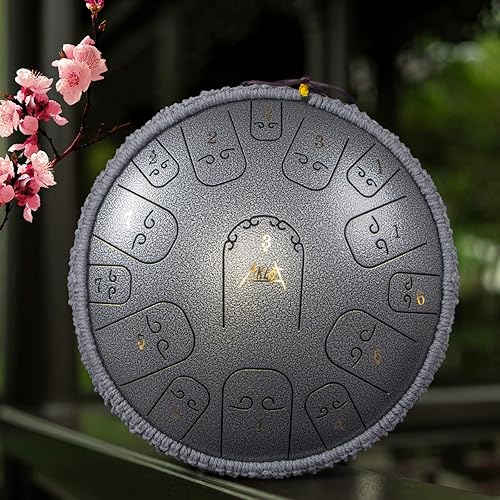 Vista 56 de AKLOT - Tambor de lengua de acero, 10 pulgadas, 11 notas, tambor de tanque de percusión C, kit de tambor de acero de percusión con mazos de tambor