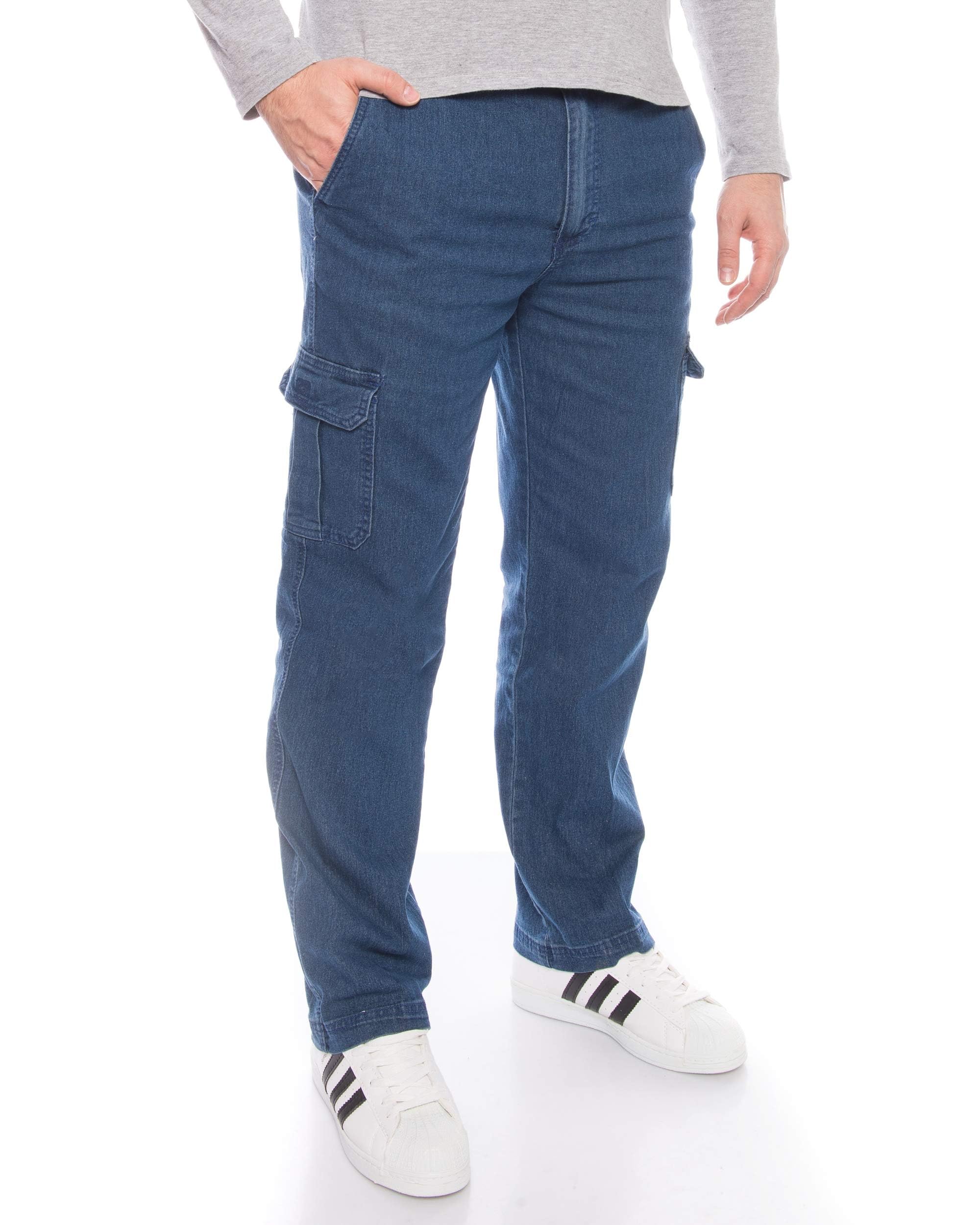Kendindza Herren Thermo Jeans Winter Cargohose gefüttert Länge L32