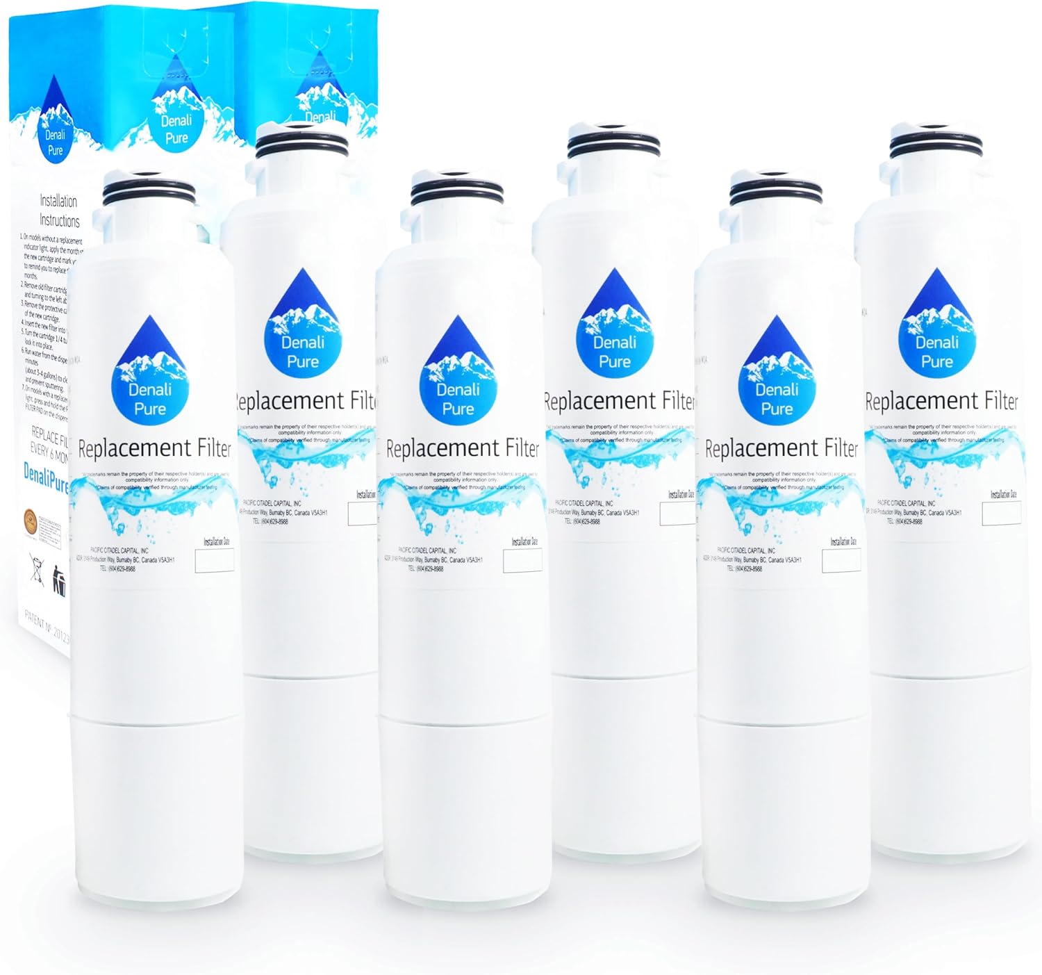6-Pack Replacement for Samsung RFG297HDWP Refrigerator Water Filter - Compatible with Samsung DA29-00020B, DA29-00020A, HAF-CIN Fridge Water Filter Cartridge