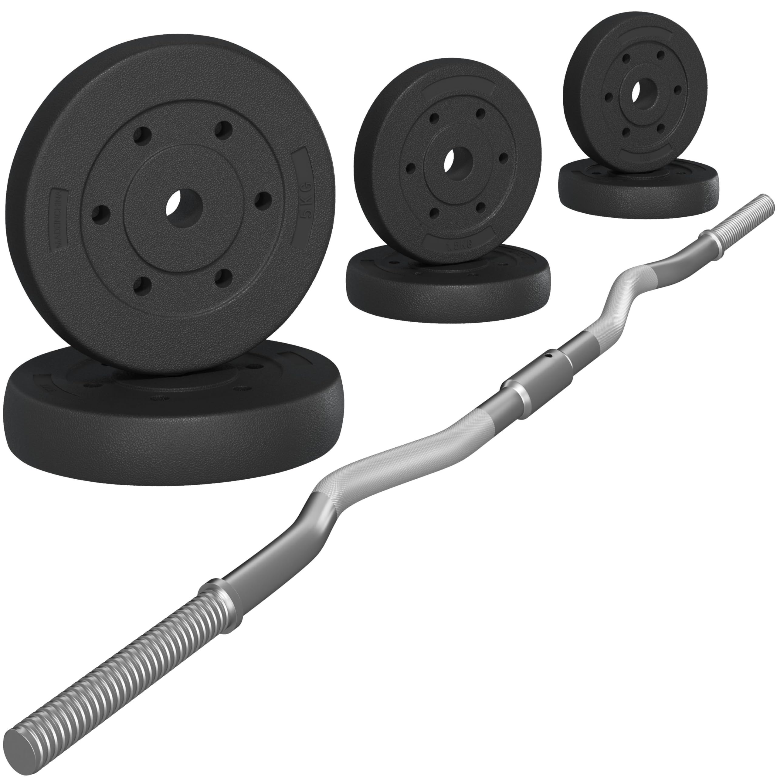 Yaheetech Olympic 44lb Lifting Exercise Barbell Weight Set EZ Curl