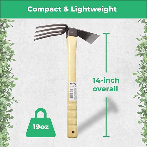 Miniatura 5 de Cultivador de jardín japonés de doble cara  Azada de jardín hecha a mano, resistente y práctico