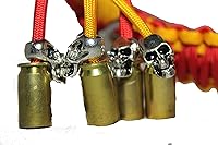 Vista 4 de Biker Whip Get Back 36" Red and Gold Silver Punisher Skulls .45 Cal carcasa