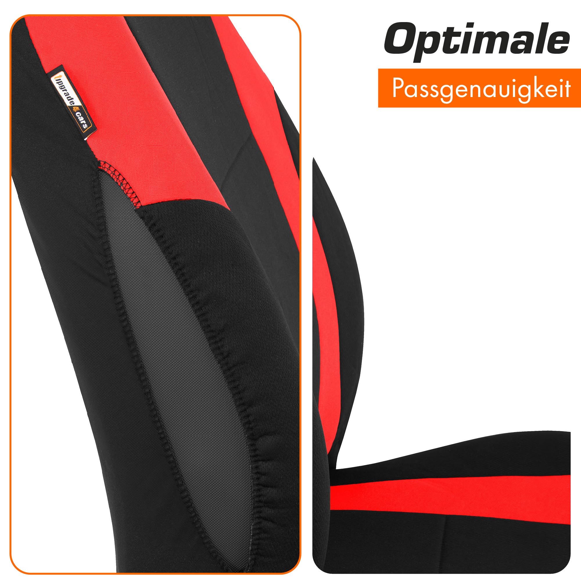 Upgrade4cars Autositzbezüge Set für die Vordersitze Rot | Auto-Schonbezüge Universal Schwarz Autositzbezug Sommer Winter | Autozubehör Innenraum | Geschenke für Frauen und Männer
