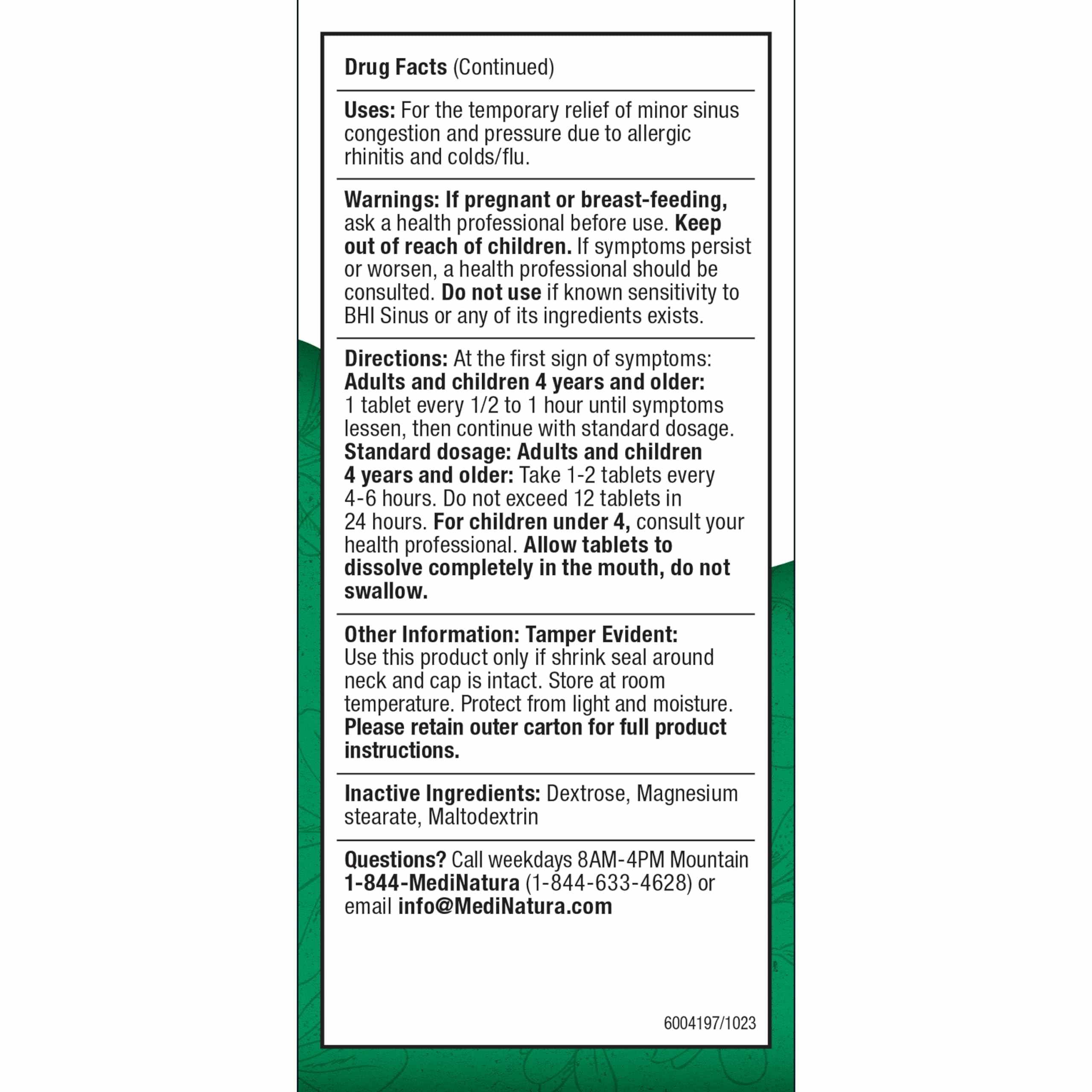 MediNatura BHI Sinus Congestion Relief Chewable Tablets, 100 Count — Amazon image 8