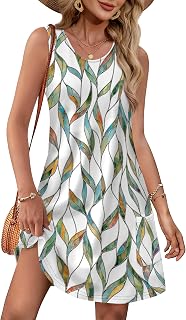 OFEEFAN Summer Dresses for Women Casual Sundress with Pocket Beach Cover Up Swimsuit