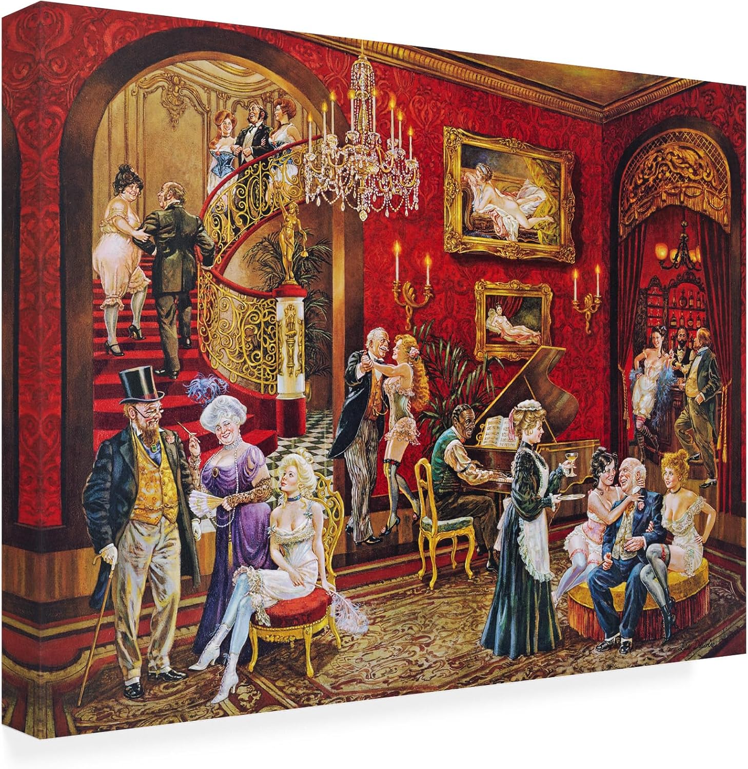 Wrapped Canvas Wall Art - Lee Dubin 'The Bordello' Wall Art for Living Room, Bedroom, or Office Décor - 14x19