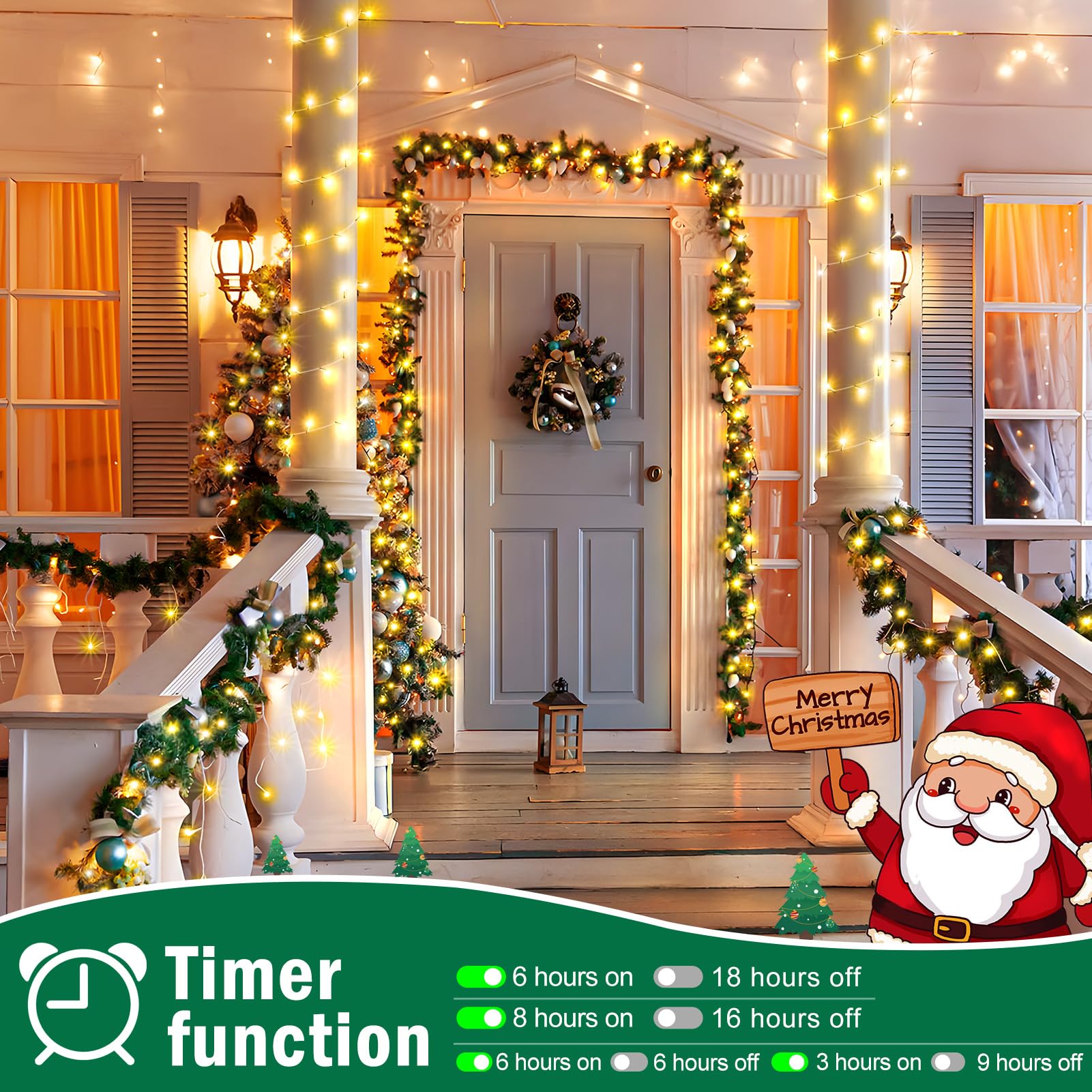SAUSHENG 600 LED Christmas Tree Lights,30M Indoor Fairy Lights Plug in Warm White Outdoor String Light Waterproof with 8 Modes Timer for Outside Window Wedding Patio Bedroom Xmas Decorations - Image 3