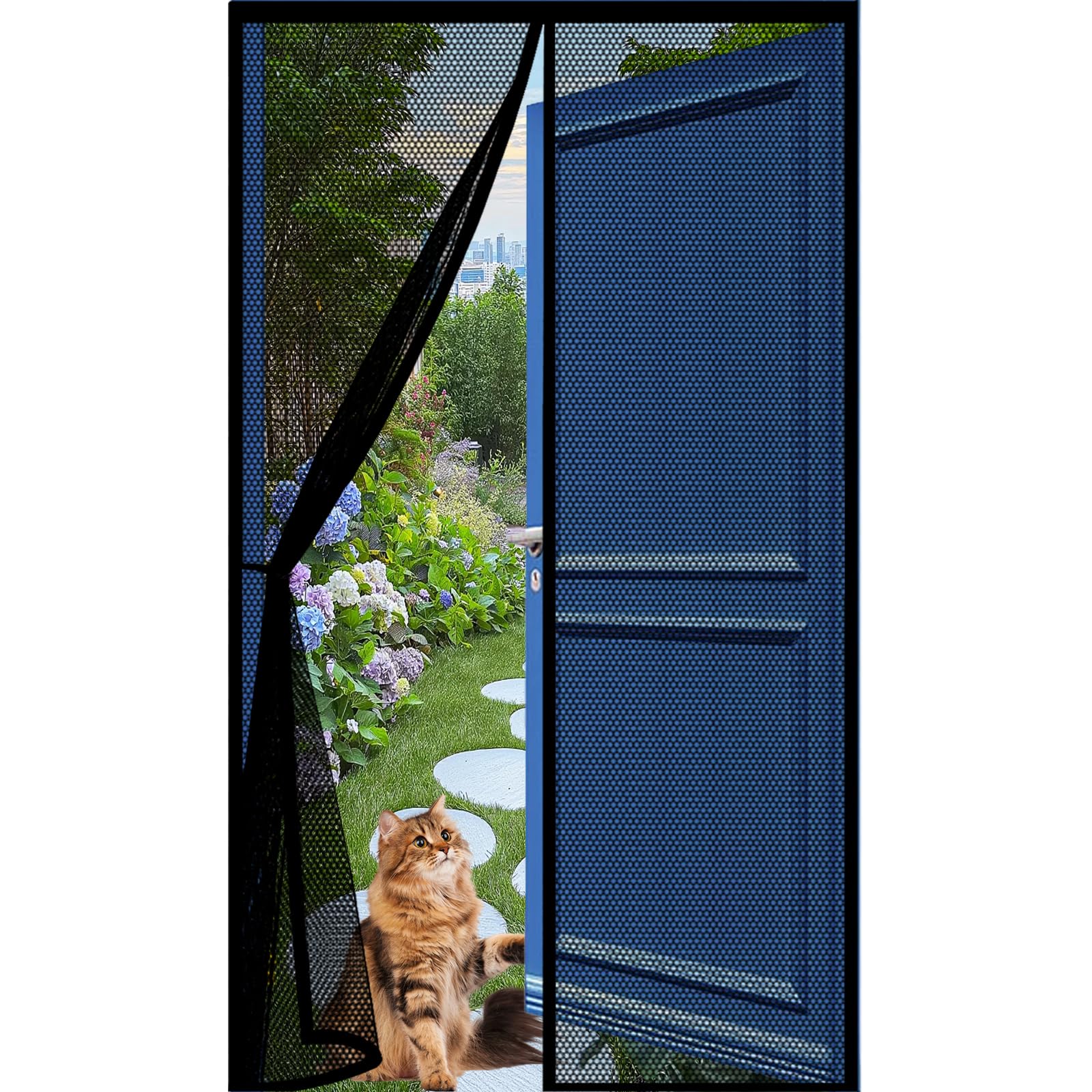 Lijiao Black Door Fly Screen 74 X 230 Cm Keep Bugs Out Lets Fresh Air In, With Powerful Magnets And Full Frame Hook&Loop, No Gap, Mesh Curtain Magnetic Fly Screen Door Kid And Pet Friendly,