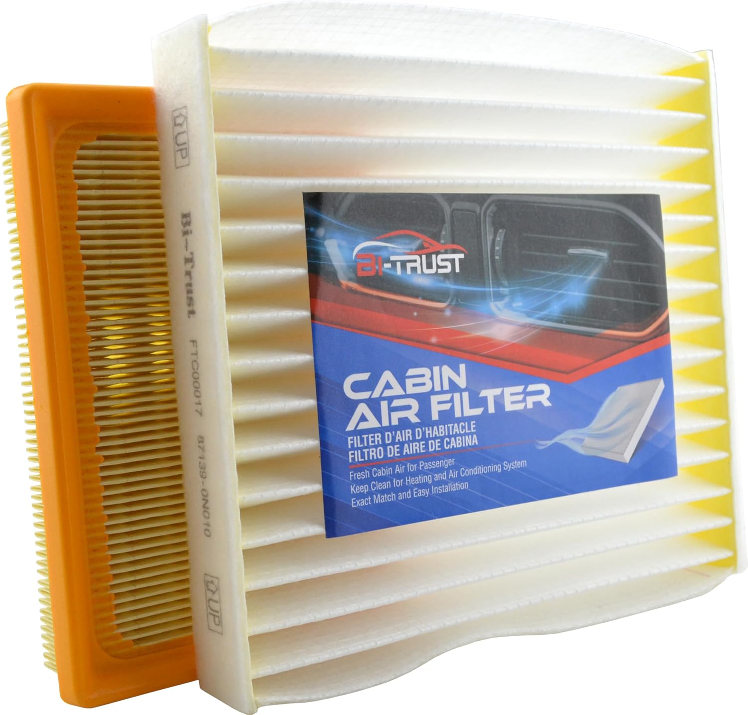 Engine Air Filter and Cabin Air Filter Replacement for Toyota Prius C 2012-2019 L4 1.5L, Synthetic Engine Filter and Inner Grid Cabin Filter, Replaces 17801-21060 & CF10285