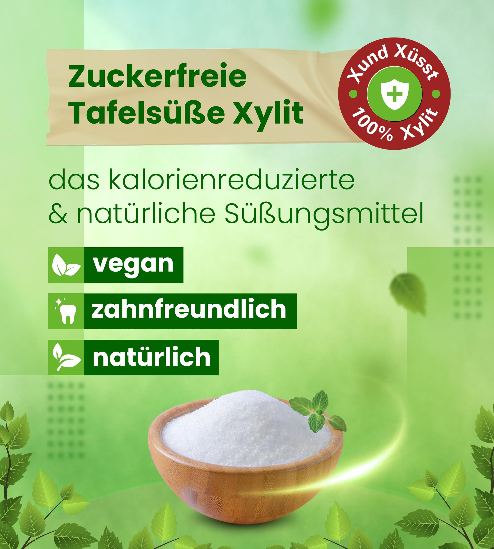 20kg Premium Xylit Birkenzucker | 20 x 1kg Standbeutel | 40% weniger Kalorien | zahnfreundlich | süßt 1:1 wie Zucker