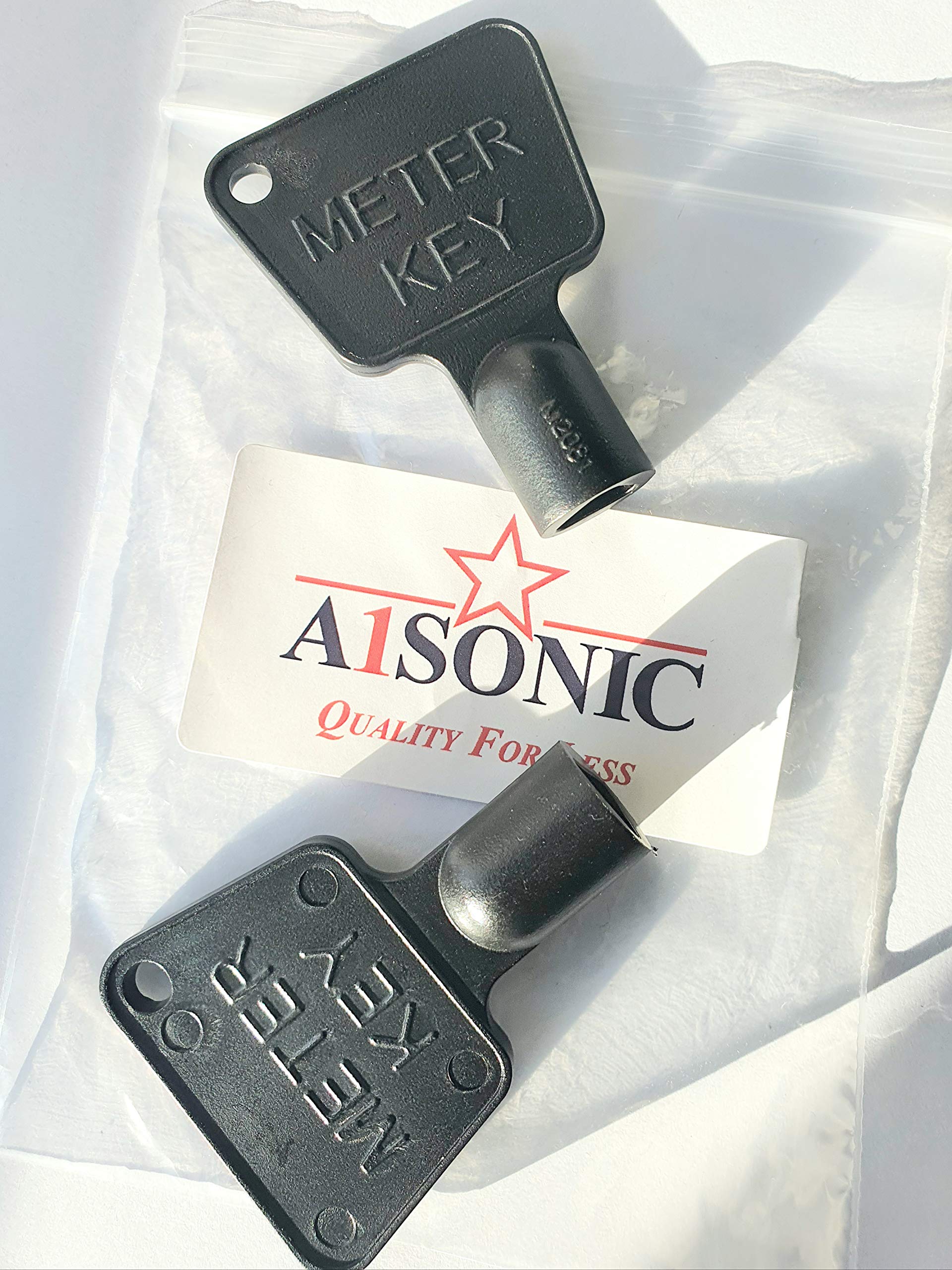 A1SONIC® Gas Meter Box Key Triangular Gas Electric Utility Meter Box Key Black Plastic Key (Two