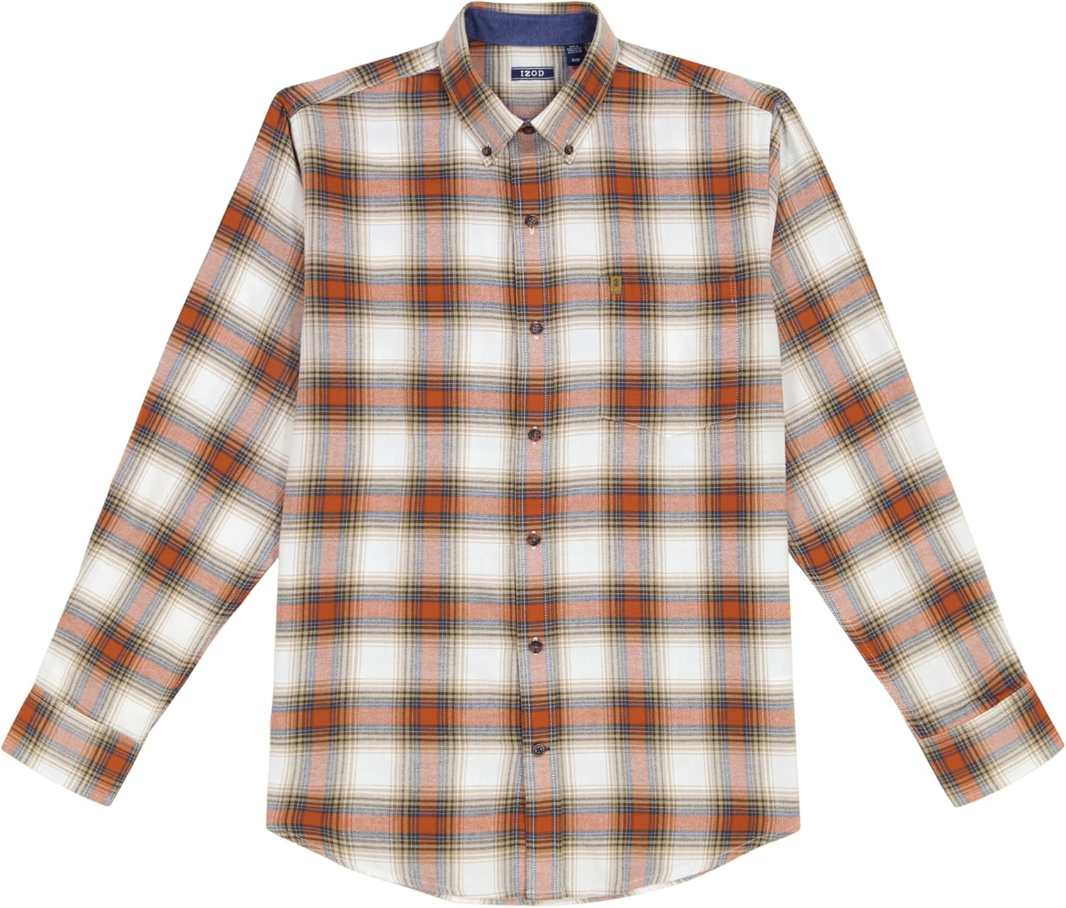 Izod Men's Big and Tall Stratton Flannel Long Sleeve Stretch Button Down Shirt