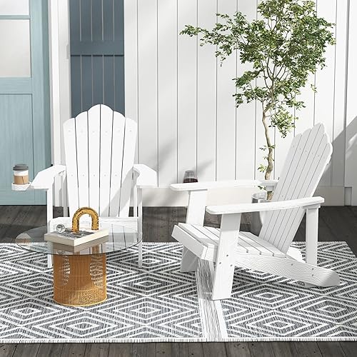 Miniatura 2 de Tangkula Silla Adirondack de gran tamaño, sillas de patio con soporte ajustable para tazas, sillones con caderas y listones, resistente a la