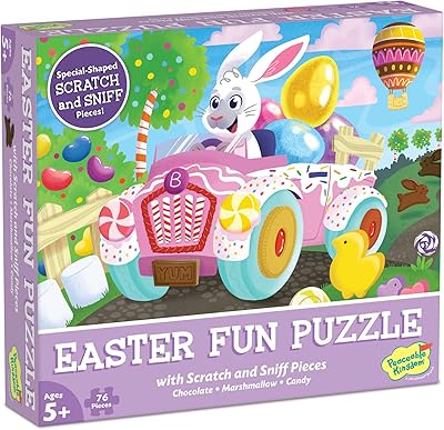 Easter Bunny Scratch and Sniff Puzzle by Peaceable Kingdom | Easter Candy 76 Piece Jigsaw Puzzle for Kids