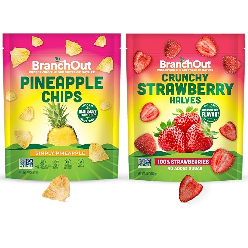 BranchOut Pineapple Chips (7 oz) and Crunchy Strawberry Halves (6