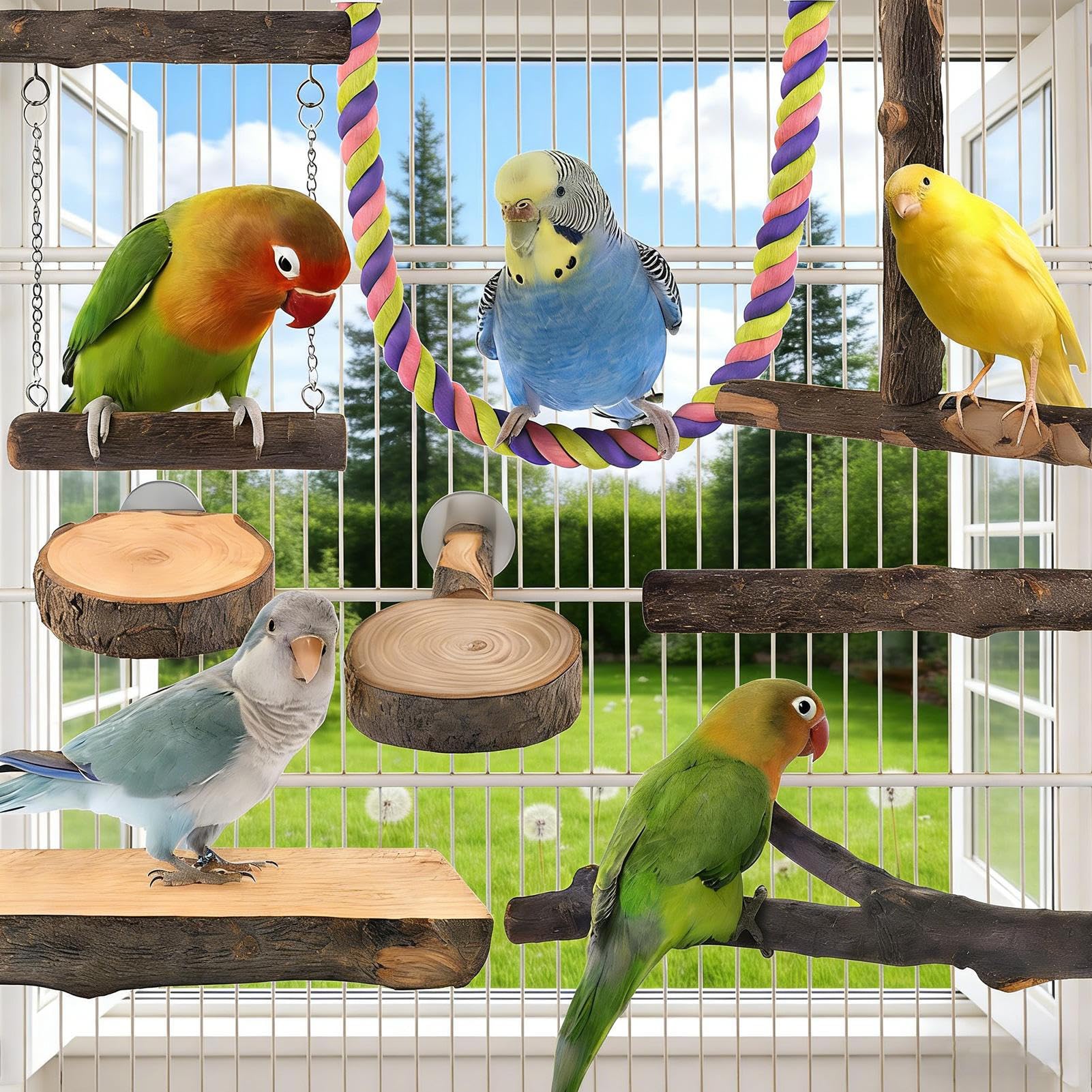 perchoir pour perruche, accessoire de cage