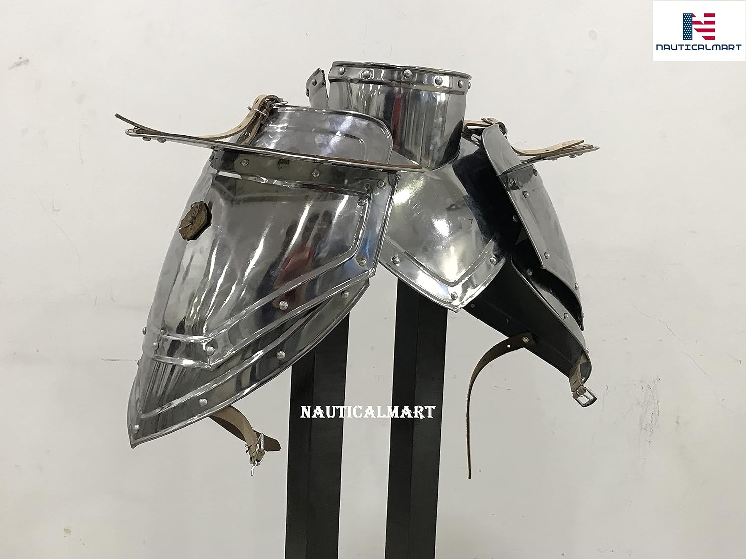 Nautical-Mart Medieval Knights Pauldron Shoulder With Gorget Larp Fantasy Armor Costume
