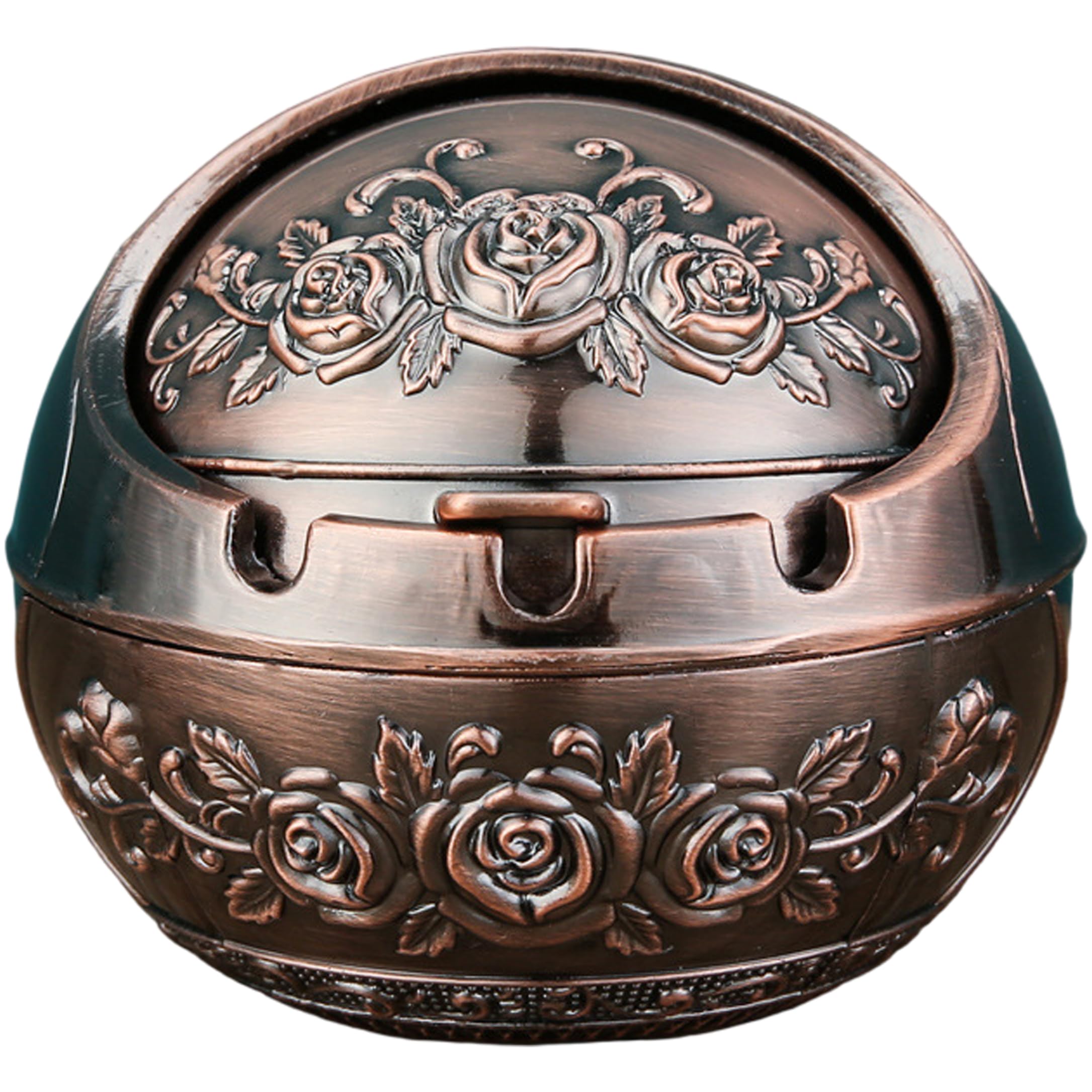Covered Ashtray, Windproof Outdoor Ashtray Decorative Vintage Ash Tray for Living Room Patio Copper, Covered Ashtrays for Outside