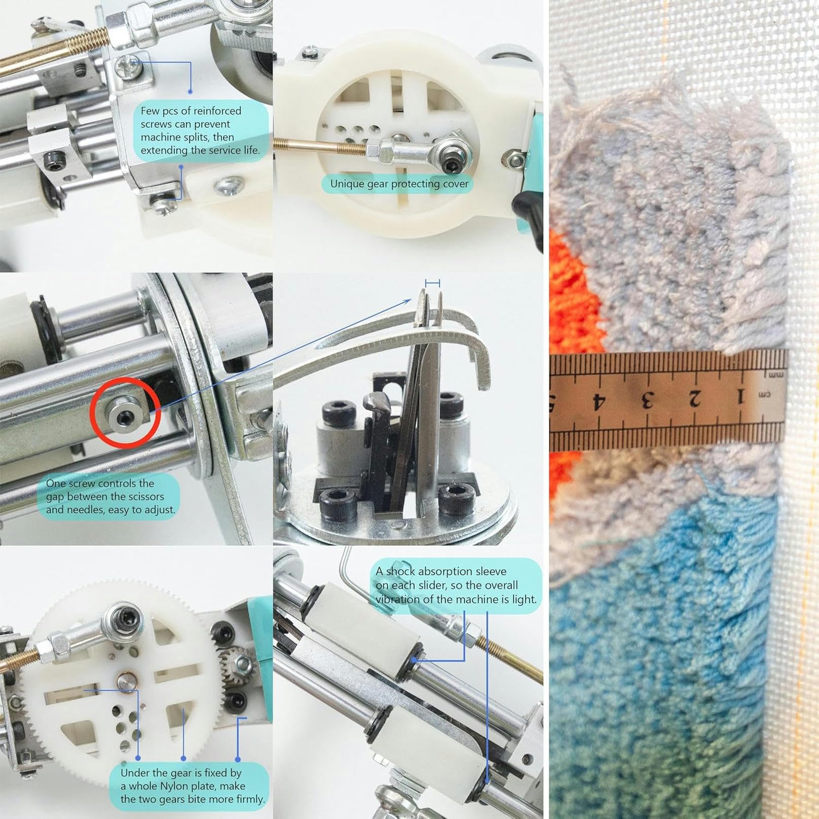 Pistola per tufting Manuale per l'industria dei tappeti, Altezza del Pelo Regolabile da 8 a 16 mm, Ideale per Gli Amanti dell'artigianato e dell'Arte, Include Accessori per Sospensione