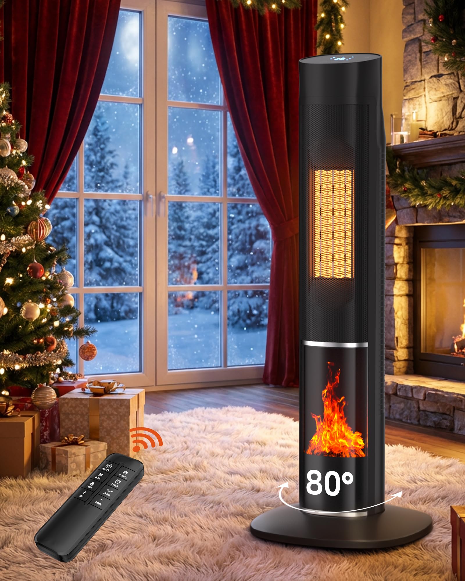 MEPTY 1500W Space Heater Large Room Electric Room Heaters for Indoor Use with 120 Oscillation 24H Timer ECO