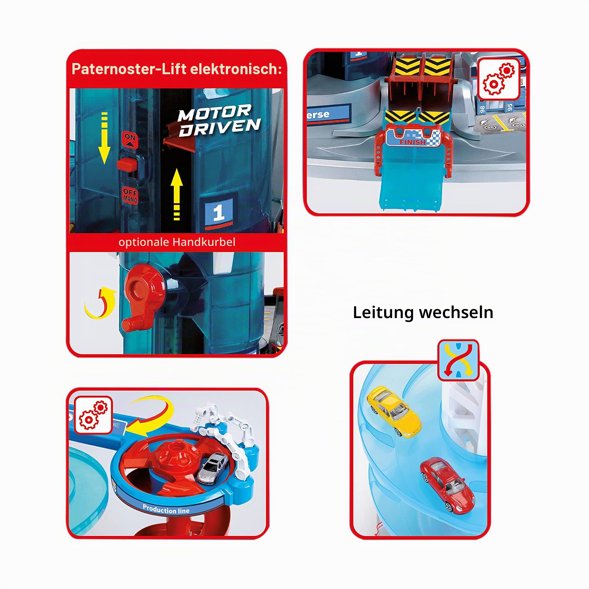 Theo Klein 2820 Bosch Car Service - Mega Universe I Parkhaus mit Licht & Sound, Aufzug, Looping und Spurwechselabfahrt I Inkl. Fahrzeuge I Für Kinder ab 3 Jahren