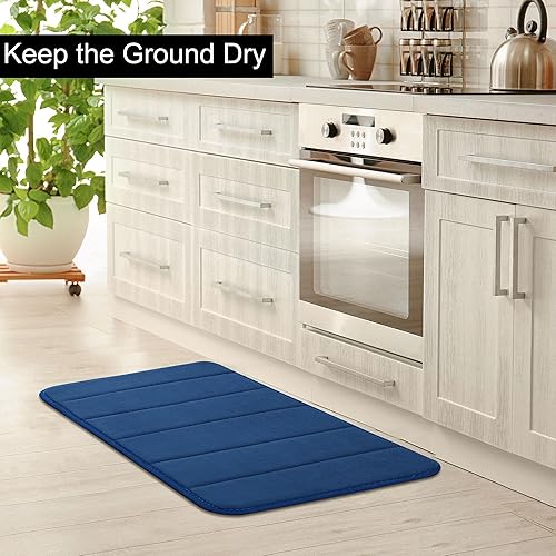 Miniatura 8 de uxcell Tapete de baño de espuma viscoelástica, suave y absorbente, tapete de baño de terciopelo para la parte delantera de la bañera, inodoro, 32 x