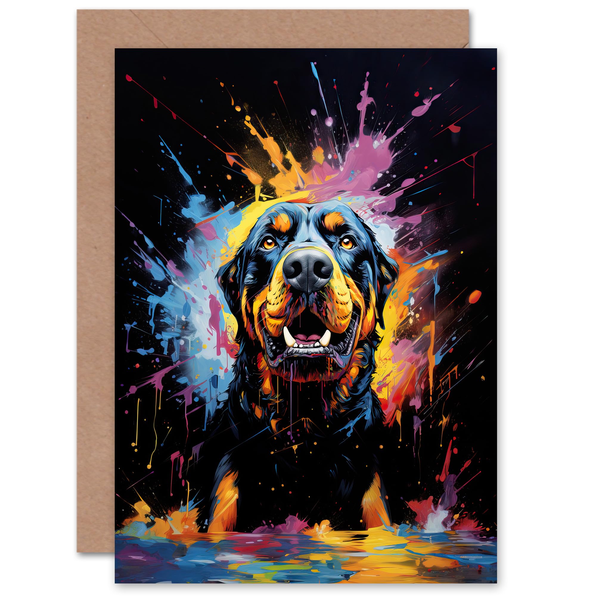 Artery8 Rottweiler Pet Portrait Artwork Painting Greeting Card
