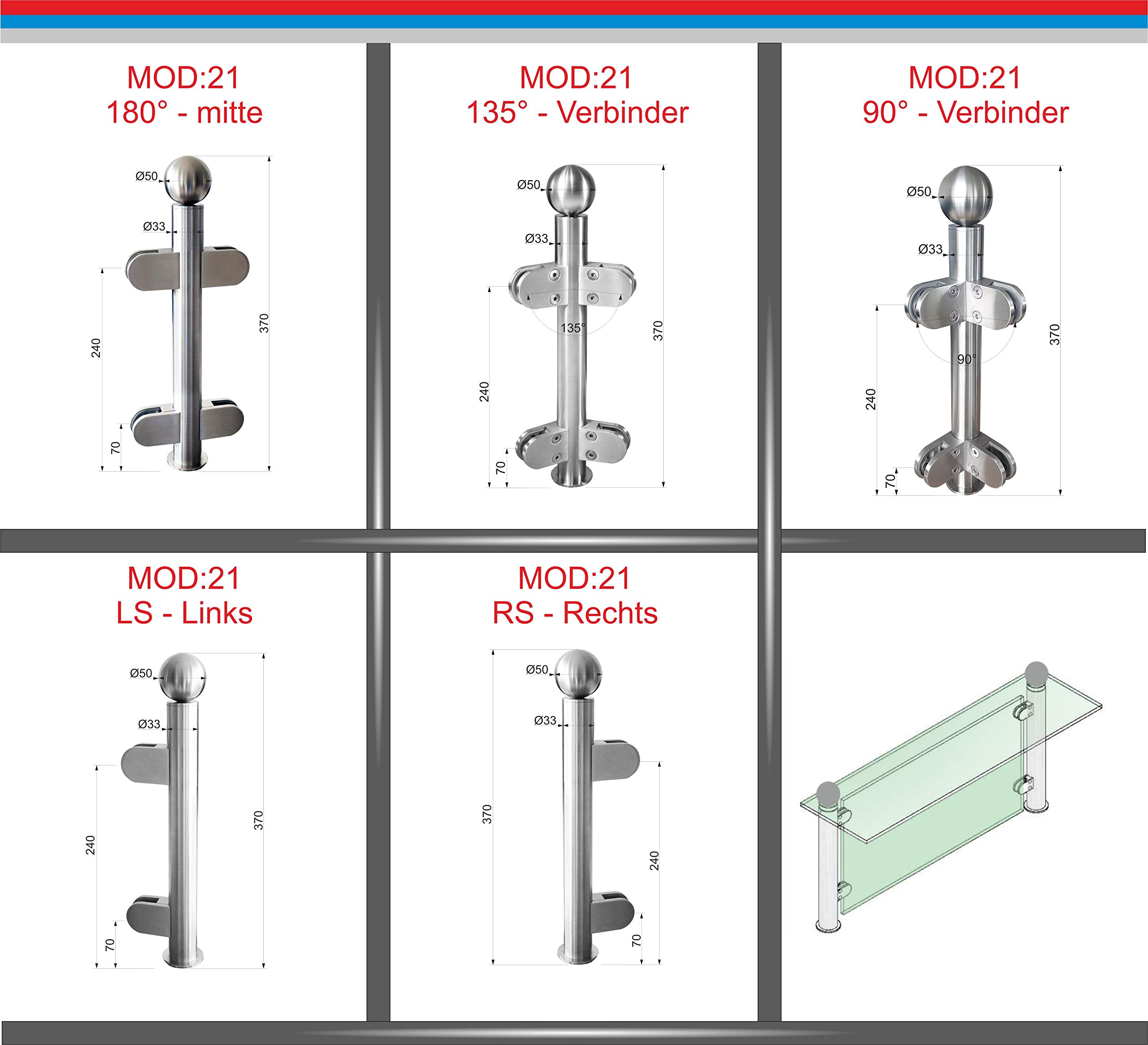 Hustenschutz Spuckschutz Edelstahl Pfosten Thekenaufsatz Glasaufbau Produktion (Model: 21, RS - Rechts)