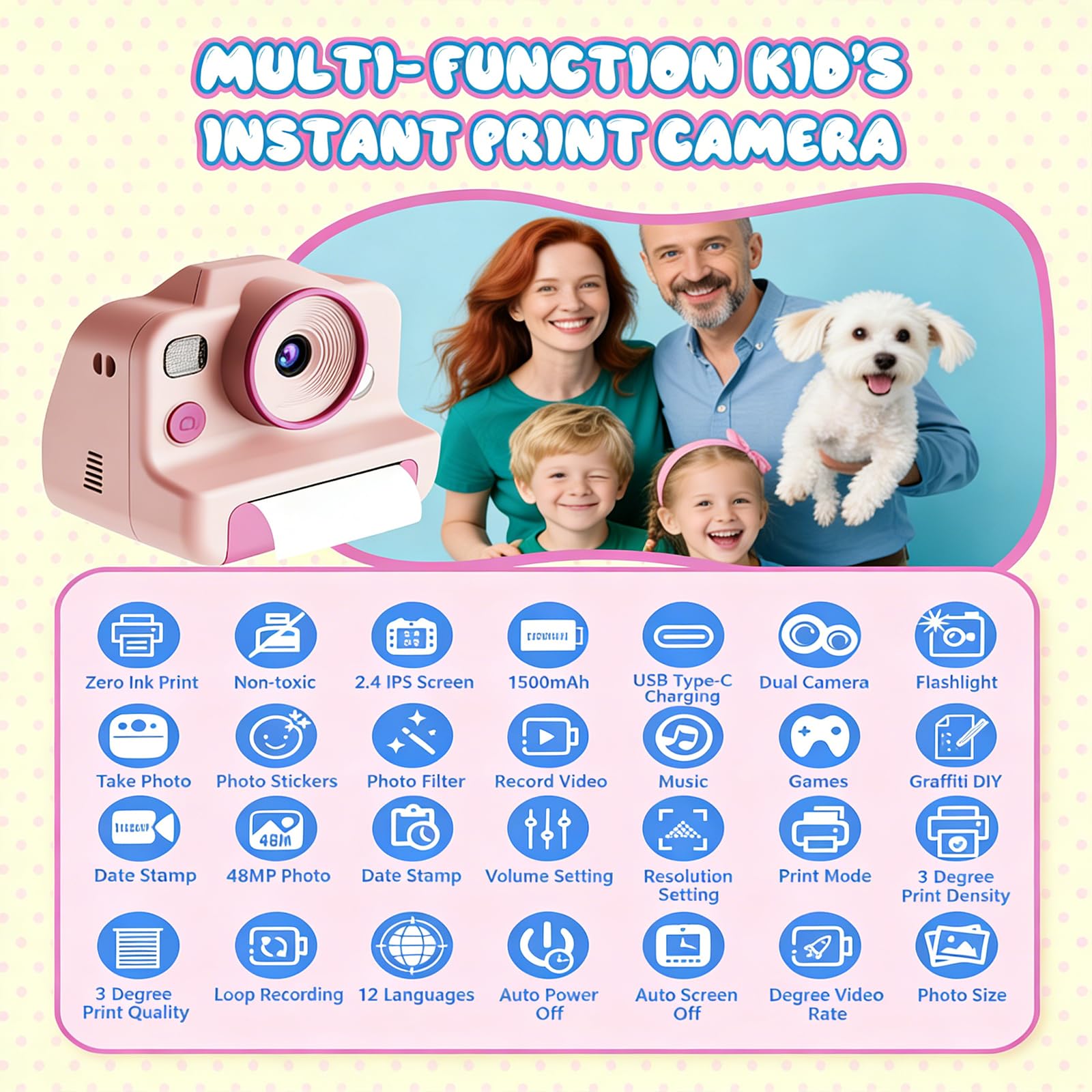 Memoria espandibile per fotocamera digitale per bambini Doppia lente Chiarezza e ricarica USB per fotografie lunghe e versatilità Fotocamera per bambini