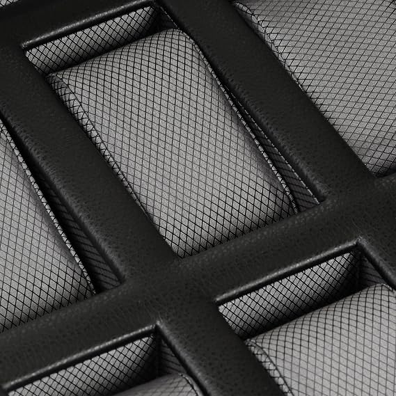 WOLF Windsor 15-Piece Watch Box, Black - Features 15 Watch Compartments & Vegan Leather Exterior