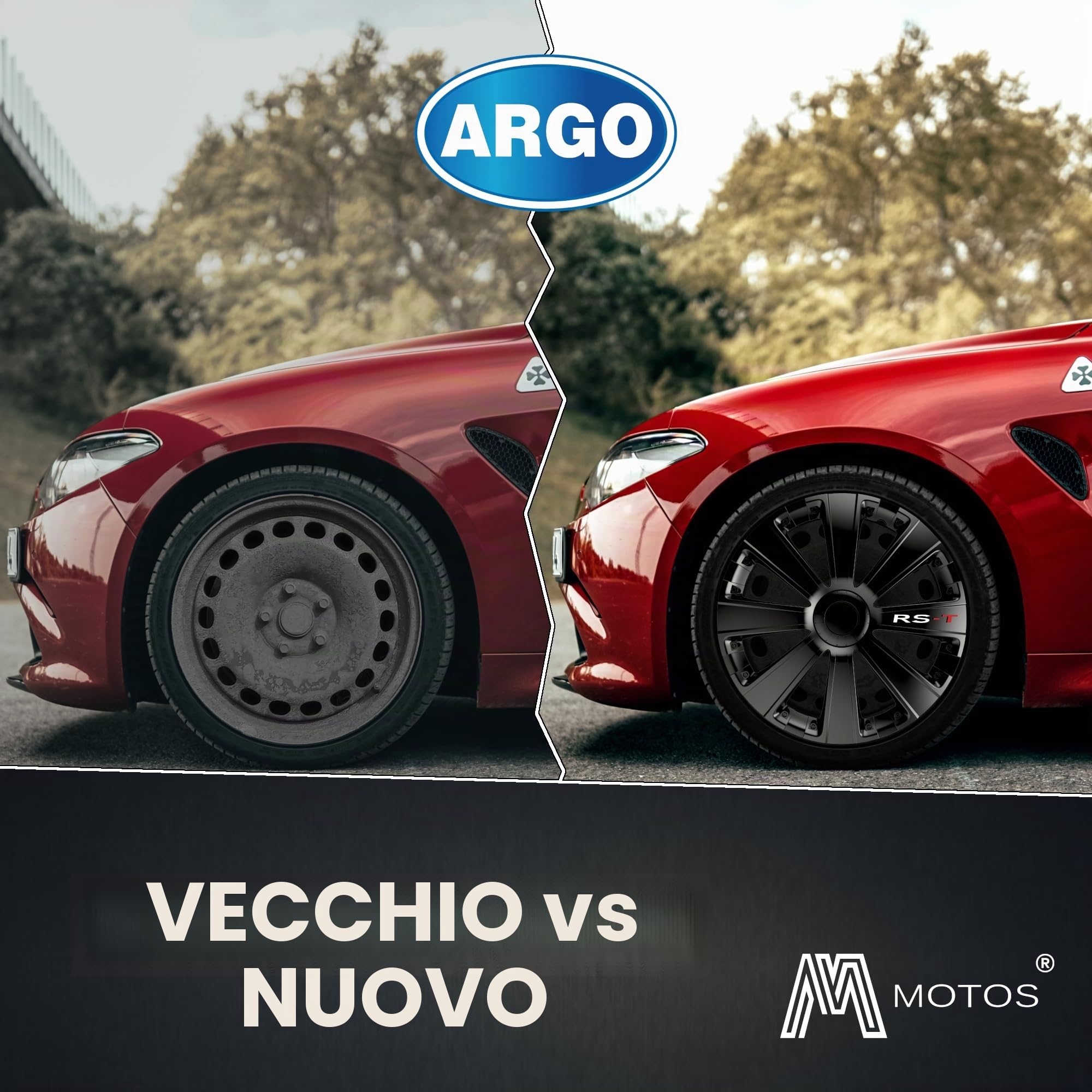 M MOTOS Set di 4 Copricerchi 16 pollici - Eliminate i graffi con questi copriruota flessibili e leggeri da 16 pollici. Facili da installare, non richiedono attrezzi e proteggono dallo sbiadimento!