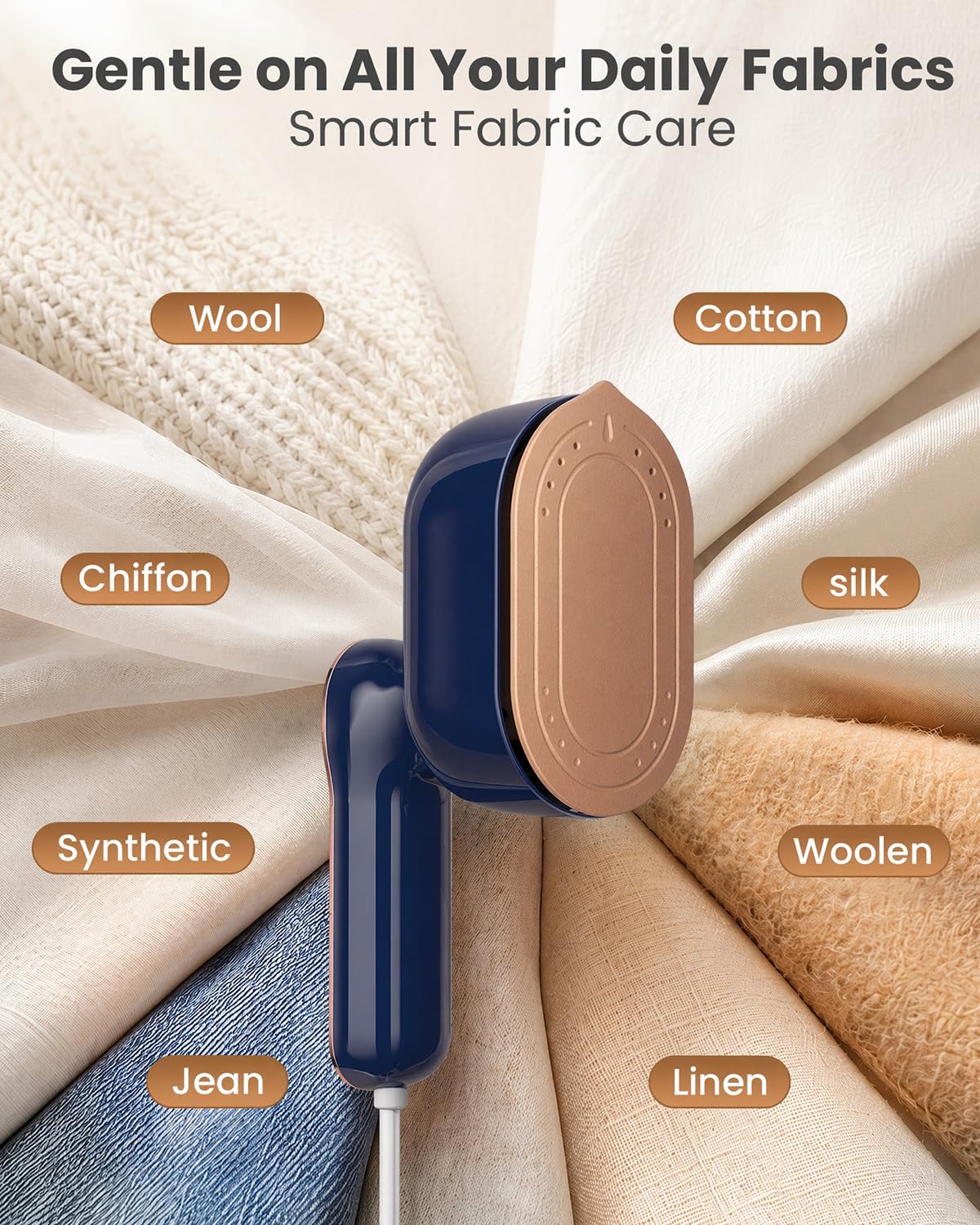 Steamer for Clothes, Handheld Portable Iron Steamer, 2-in-1 Dry & Steam, 180° Rotatable Handle, 20s Fast Heat-Up view 7