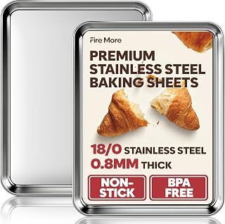 Jelly Roll Pan Set of 2, 15.9” x 12” Stainless Steel Cookie Sheets for Baking, Non Stick Baking Sheets for Oven Heavy Duty Baking Trays