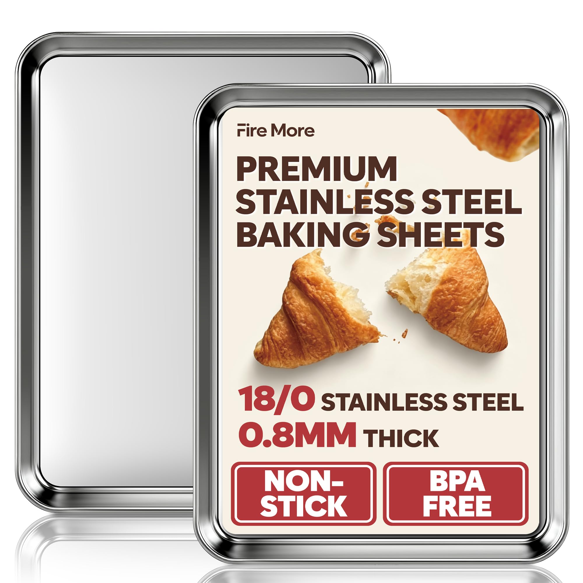 Fire More Half Sheet Pan Set of 2, 17.3” x 12.2” Stainless Steel