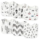 Zainpe 6Pcs Snap Muslin Cotton Baby Bibs Summer Ice Cream Pattern Infants Drool Bib Soft Absorbent Adjustable Burp Cloths Feeding Cloth for Newborns Girls Boys Toddlers Teething Eating 0 to 36 Months