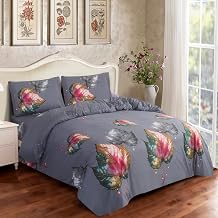 4 PCS 3D Printed Bedding Set with Fitted Sheet Pillowcases Soft Microfiber Duvet Cover Set Luxury Printed Quilt Cover for Single Double King Super King Autumn Twilight 3D, KING