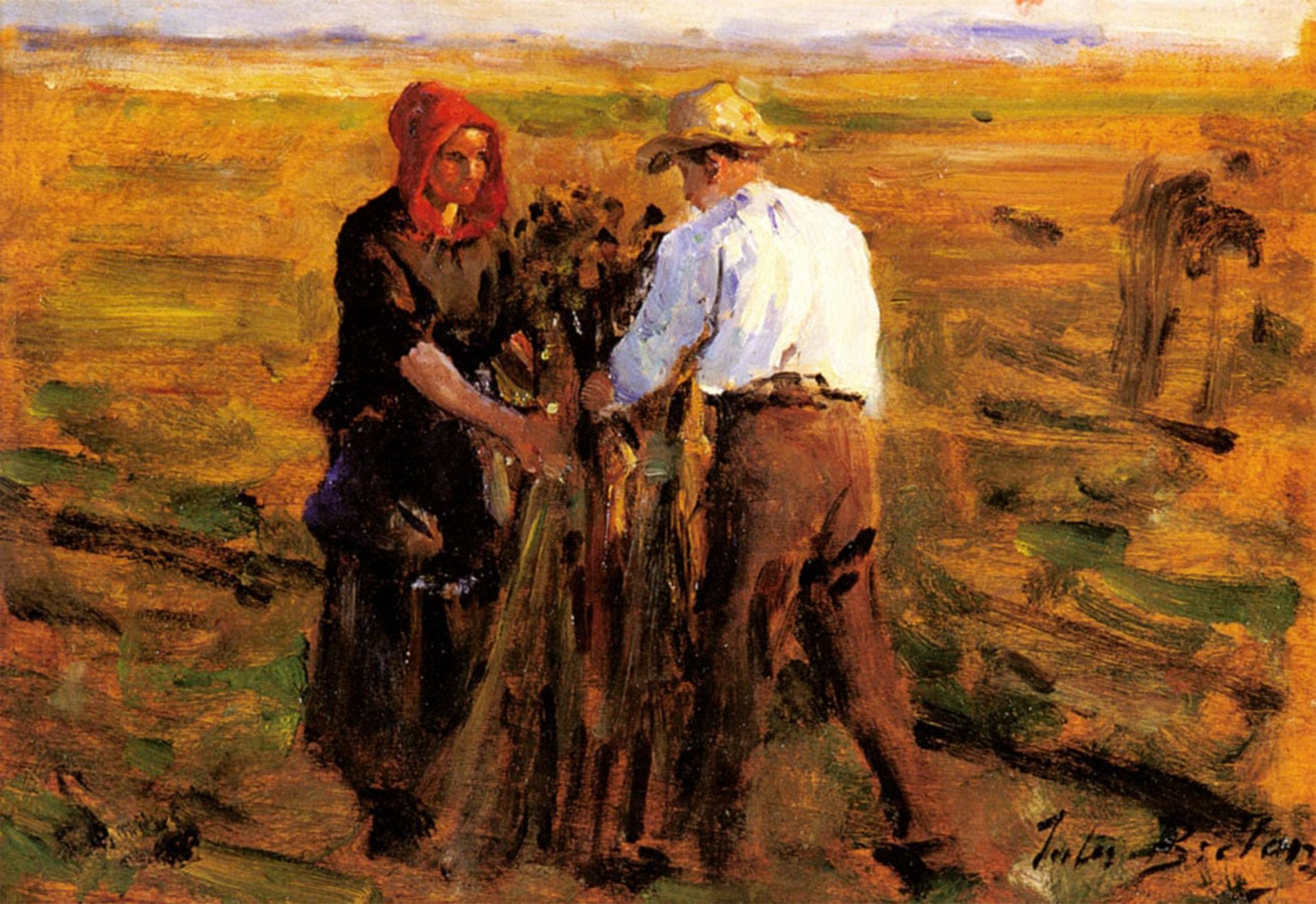 Artxlxxbn No Frame Famous Prints Artwork Pictures Poster Painting Art Mise En Tas Des Oeillettes By Jules-Adolphe Breton Artwork Landscape Pictures For Home Decor 60X90cm