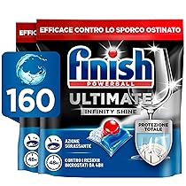 Finish Ultimate Infinity Shine Pastiglie Lavastoviglie, 160 Capsule Lavastoviglie, Detergenti per Lavastoviglie contro lo Sporco e i Residui Incrostati