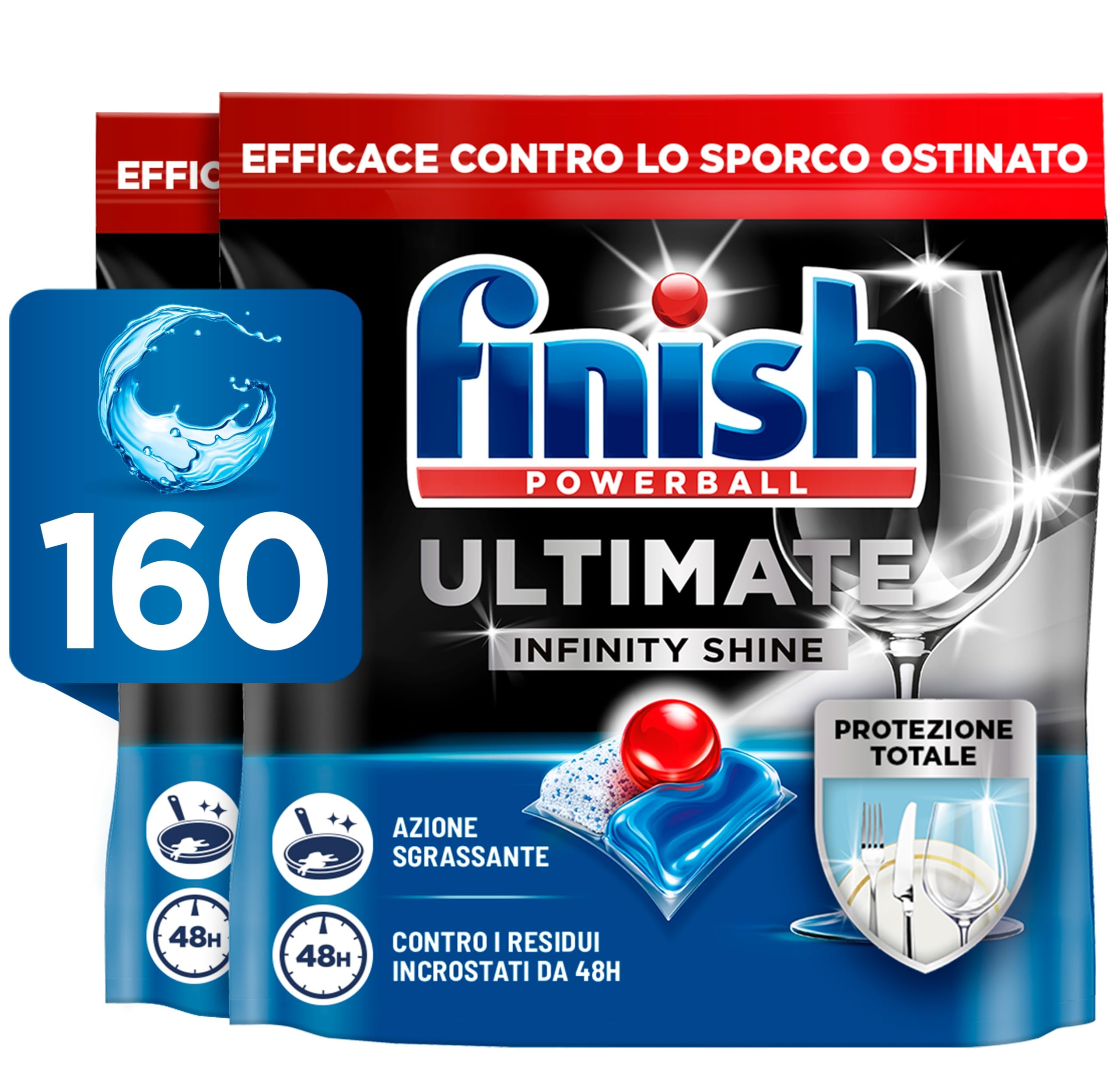 Finish Ultimate Infinity Shine Dishwasher Tablets, 160 Capsules, Dishwasher Cleaners Against Dirt and Topped Residues