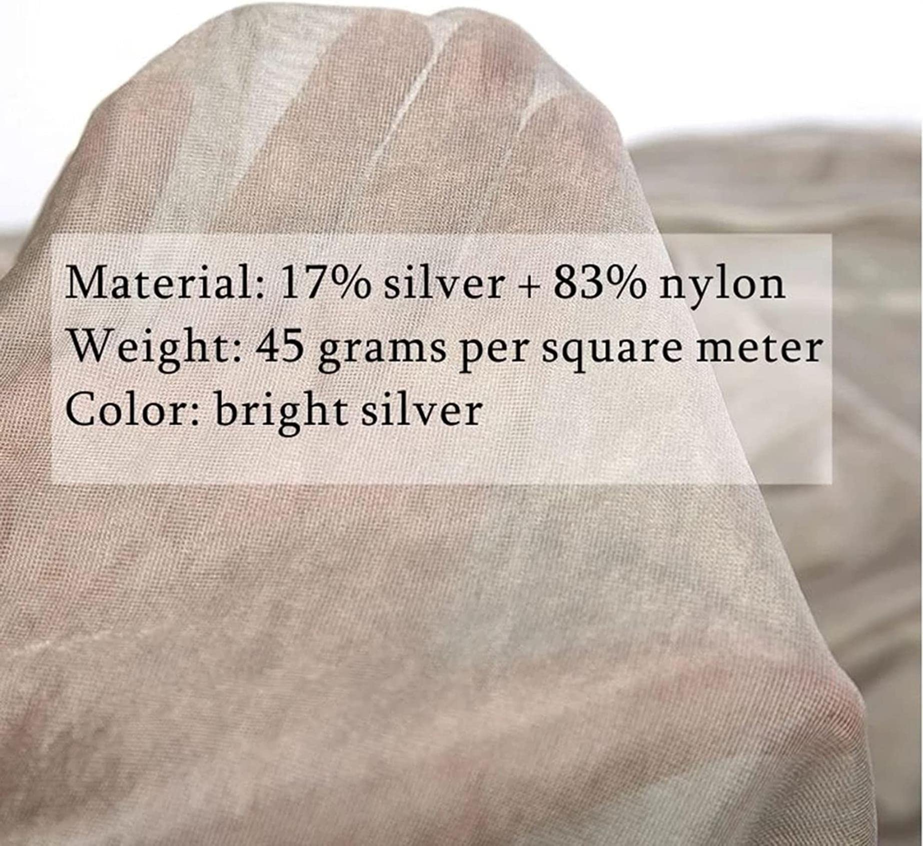 CNPRAZ EMF Reducing Nano Silver Fiber Mesh, Blinding Signal Radiation Protection Canopy, Tissu tricoté Durable pour moustiquaire