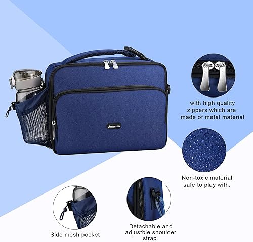 Miniatura 3 de Amersun - Lonchera térmica duradera con correa ajustable para llevarla en el hombro, para la escuela, mantiene los alimentos frescos, para niñas y
