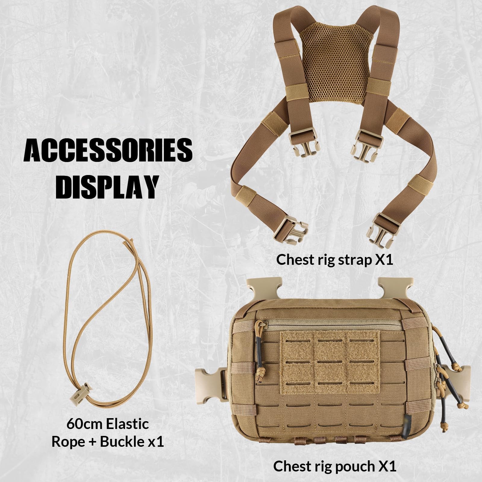 WLXW Taktische EDC-Brusttasche 2L Utility Molle Chest Rig Tasche Mit CCW-Fach Verstellbarer Gurt Für CS Jagd Airsoft Outdoor(TAN)