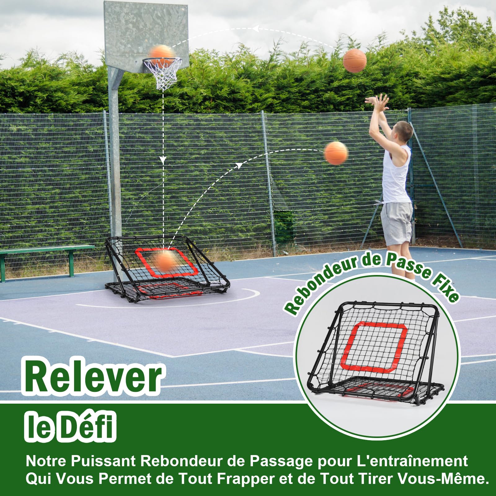 BaseGoal Filet de Rebond Football, Ajustable Angle Réglables Rebondisseur de Football Pliable avec Filet Double Couche, Convient pour Entraînement et Plus Varié Enfants et Adolescents