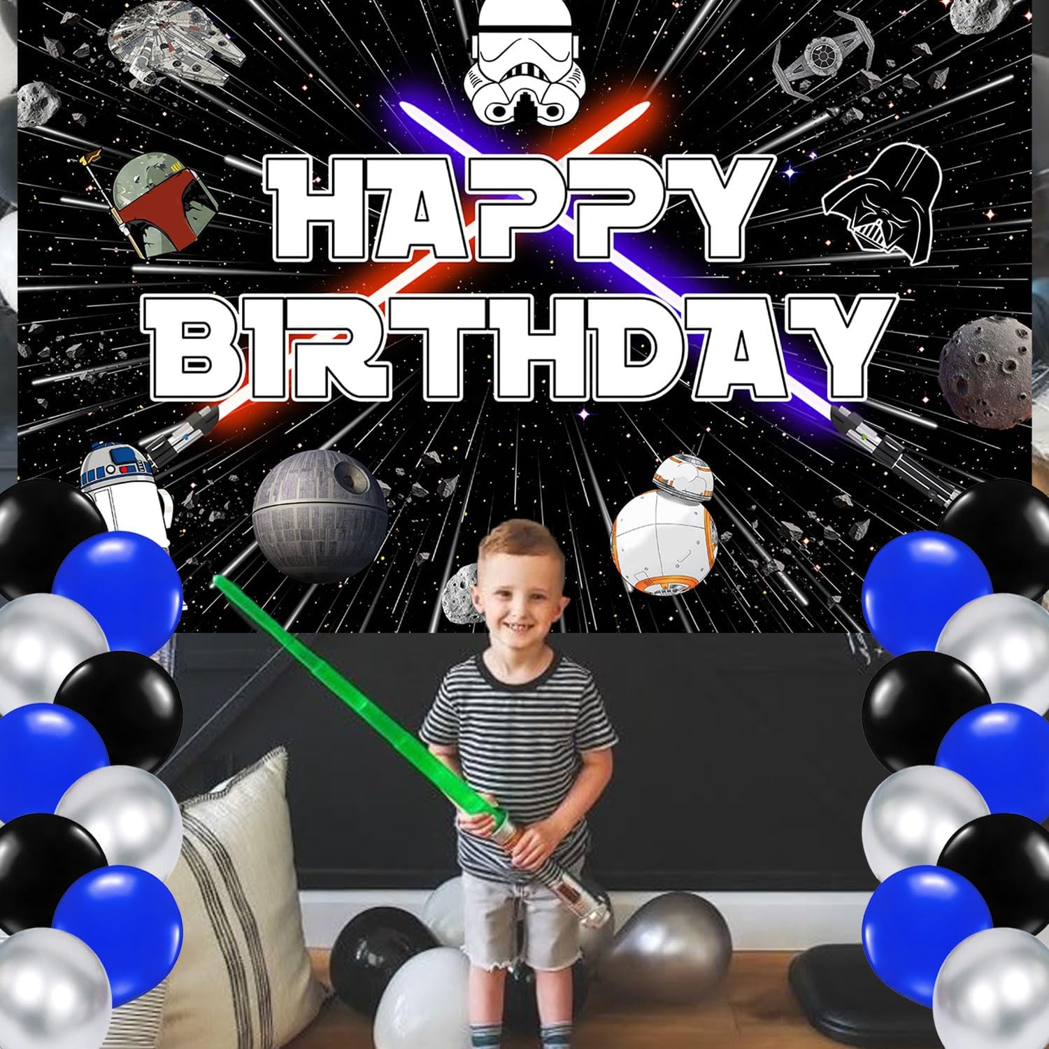 Star Cartoon War Birthday Party Supplies Backdrop 5x3 War Boys Kids Happy Birthday Background Photography Star Party Decorations Banner Photo Booth Props