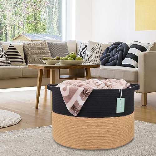 Miniatura 6 de BOSROTY Extra Large Blanket Basket, Laundry Basket, Cotton Rope Basket, 21.7x 13.8, Laundry Hamper, XXXL Storage Basket, Woven Basket, Toy Basket,