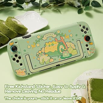 GeekShare Protective Case Compatible with Switch 2, Hard PC Slim Dockable Shell Cover Compatible with Switch 2 Game Console and JC Handle Controllers - Matcha Froggy