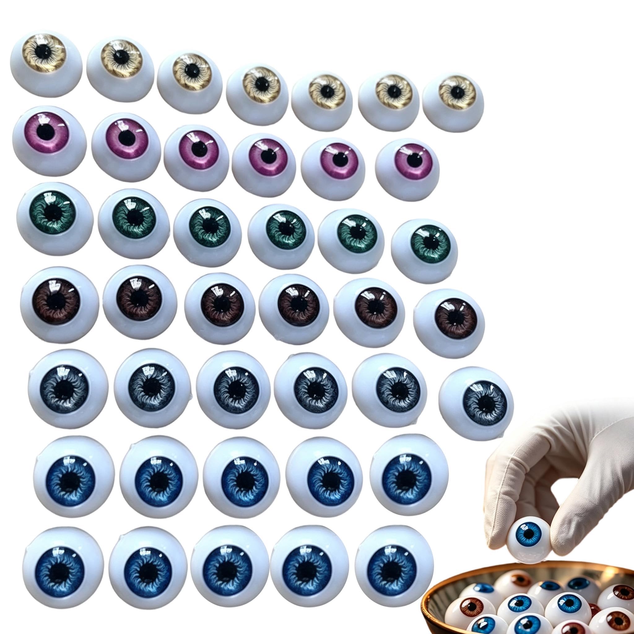 Noirwwe 40Pcs Halloween Eyeballs, Acrylic Half Eyes for Crafts & Props