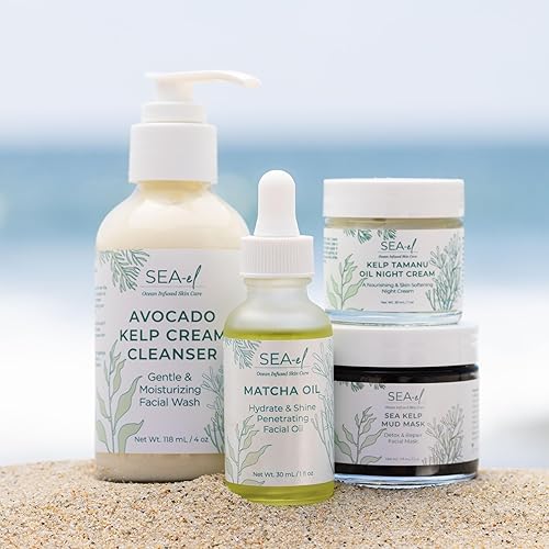 Miniatura 7 de Sea-el Máscara facial de barro de algas marinas para el cuidado de la piel, carbón activado y arcilla de bentonita, desintoxicación y reparación,